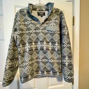 Men’s Fleece Pullover Sweater, Small, Grey/White Pattern